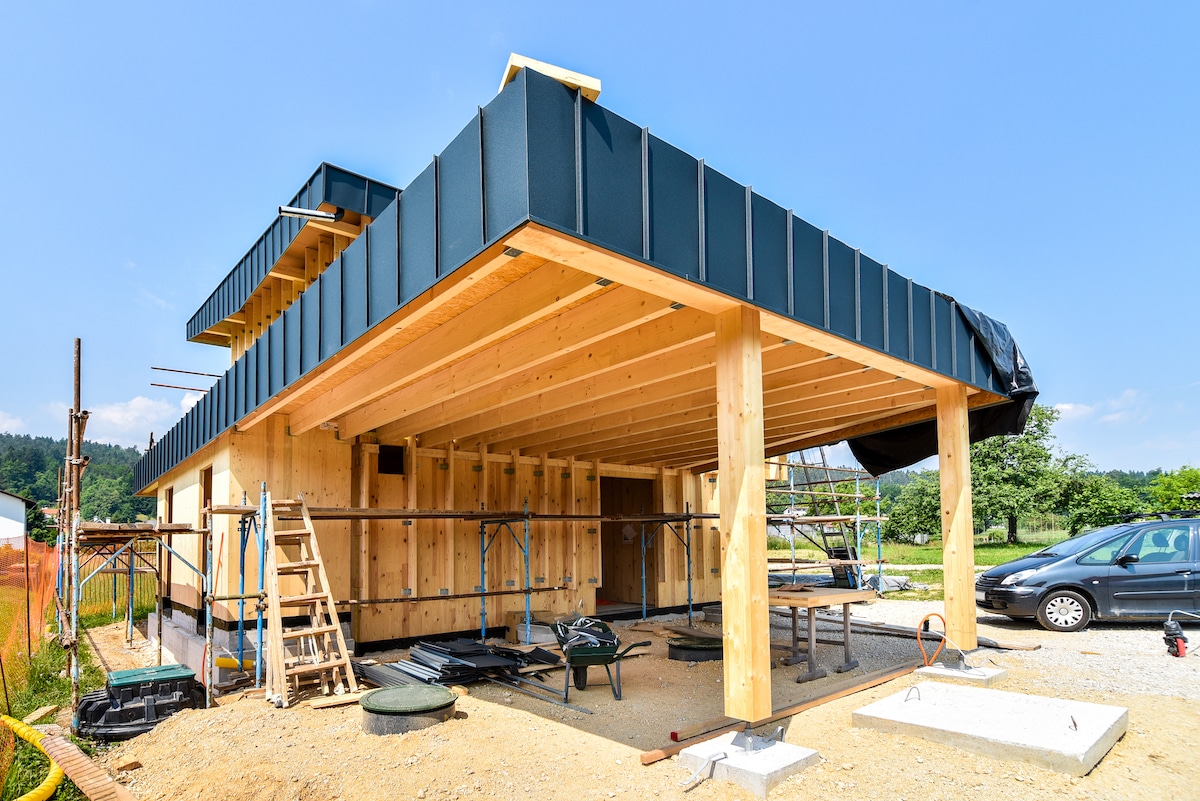 Maison passive à ossature bois en construction